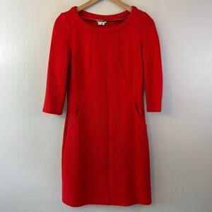 Boden Women's Red Knit Textured Mod Shift Dress Size 4
